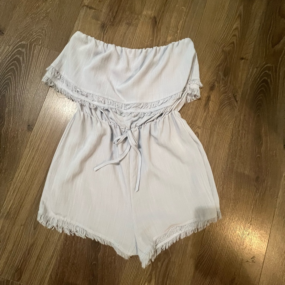 Le Lis Light Gray Off-Shoulder Romper